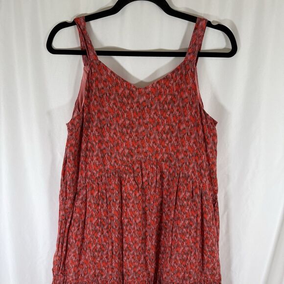 Joie Midi Dress Women's Small Red Floral Sleeveless Pullover Lightweight Vneck - Picture 10 of 11